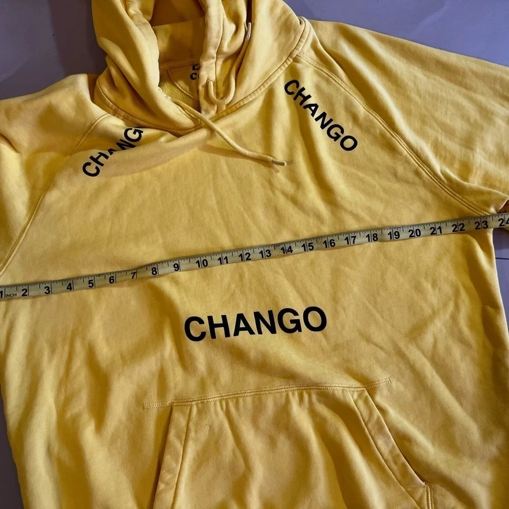 Hoodies chango sweater yellow Cotton one big pocket tie hoodie